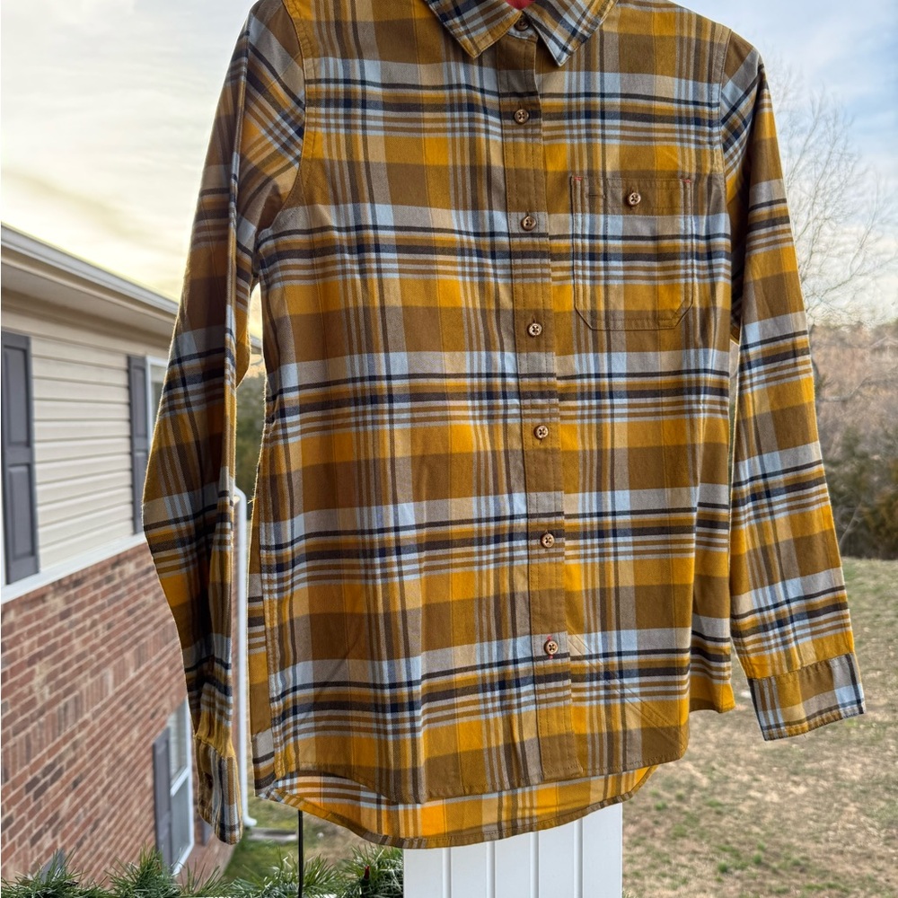 Orvis Yellow Plaid Button-Down Shirt XS